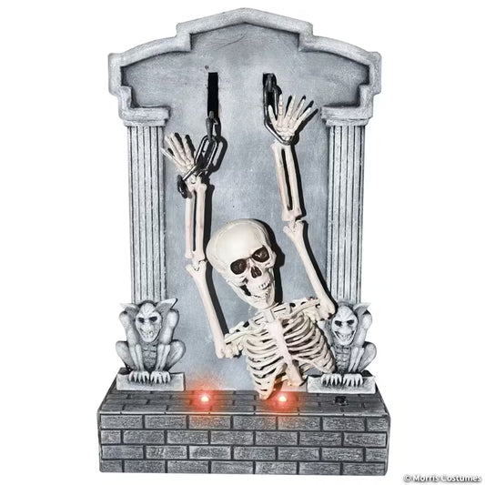 SHAKING SKELETON ON TOMBSTONE