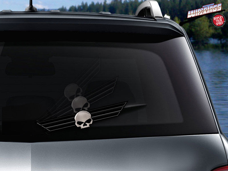 Skull Wings WiperTag, black skull with wings design, product photo 1 of 3