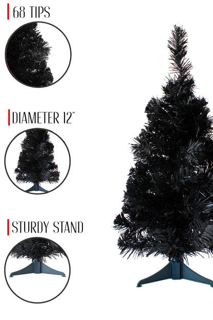 2' Black Tabletop Tree with Stand