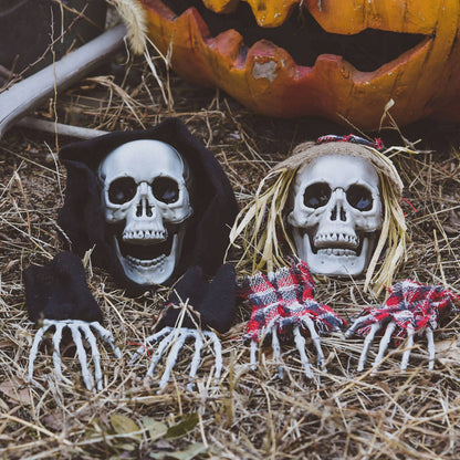 Fun Little Toys - 6 Pcs Halloween Skeleton Stakes Pumpkin Outdoor Decorations
