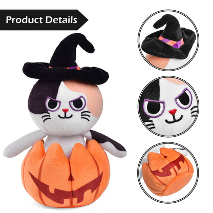 Fun Little Toys - Halloween Cat Plush Pumpkin Popper - 8.5 Inches - Dr. Hyde's Laboratory
