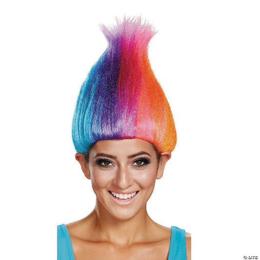 RAINBOW COLORED LCNS TROLL WIG AD