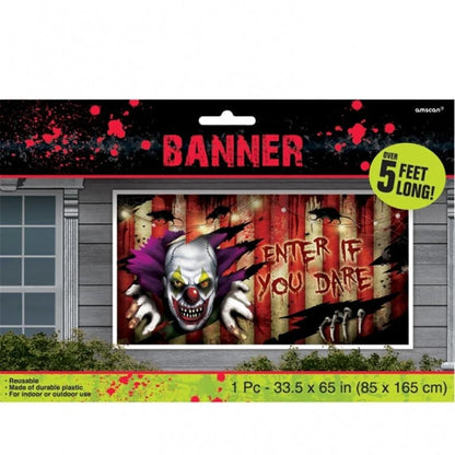 “Enter If You Dare” Clown Halloween Banner