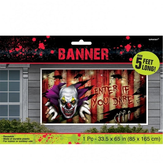 “Enter If You Dare” Clown Halloween Banner