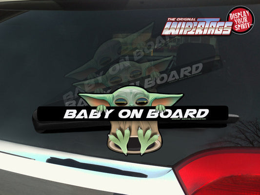 Baby Alien on Board WiperTag, glow-in-the-dark green alien design, product photo 1 of 2