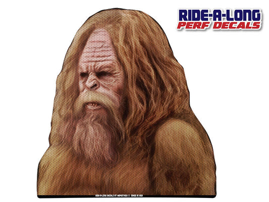 Bigfoot Sasquatch Ride-A-Long perforated window decal applied to vehicle window, product photo 2 of 2