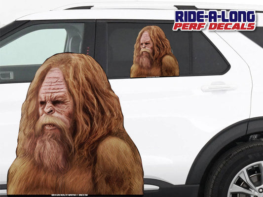 Bigfoot Sasquatch Ride-A-Long perforated window decal, product photo 1 of 2