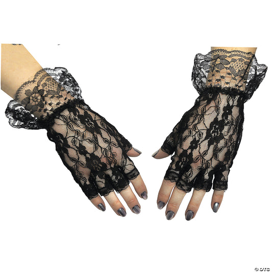 BLACK FINGERLESS GLOVES