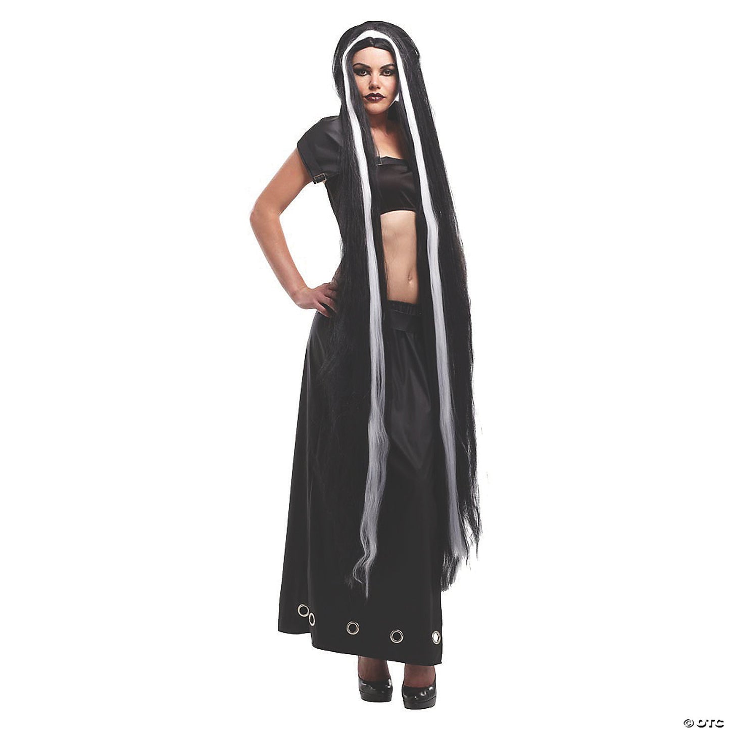 WIG BLACK 60 INCH WHITE STRIPE