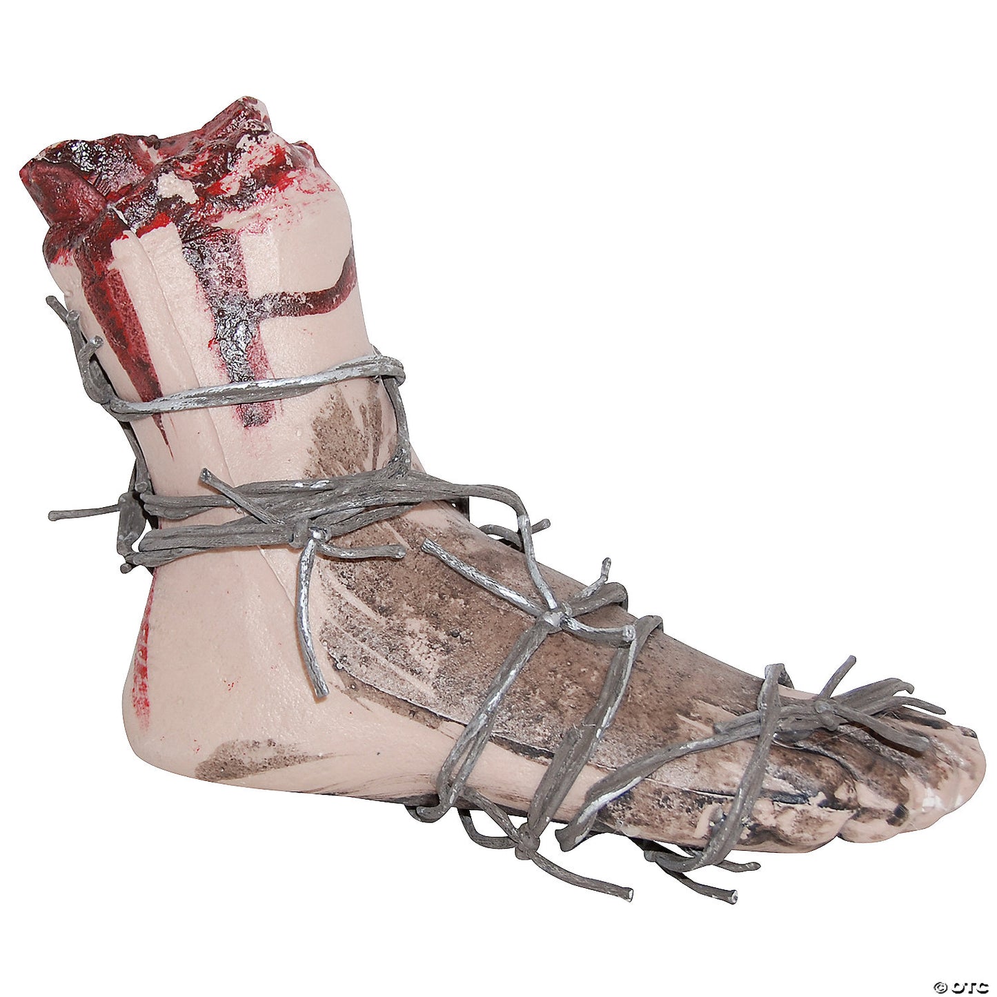 BLOODY FOOT WITH BARBED WIRE
