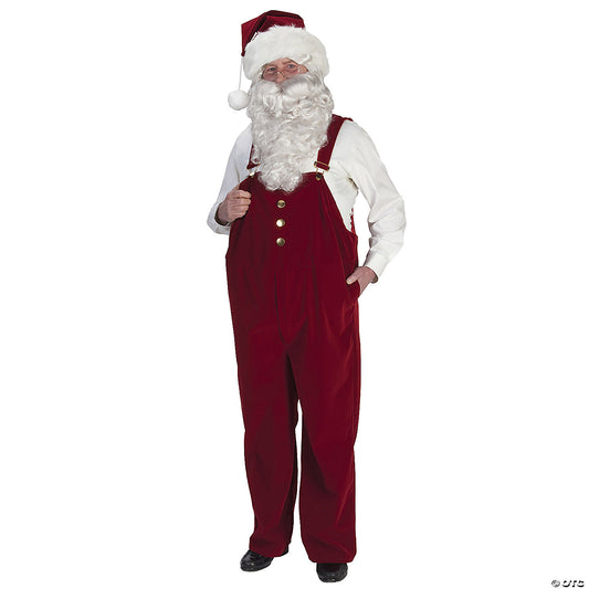 ADLT SANTA PANTS VELVET OVERALLS XL