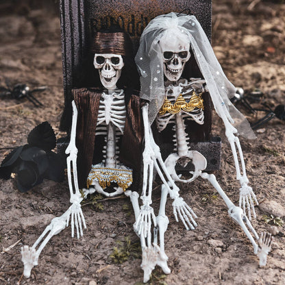 Fun Little Toys - 15.7'' Halloween Ghost Bride and groom Skeleton Deco Outdoor