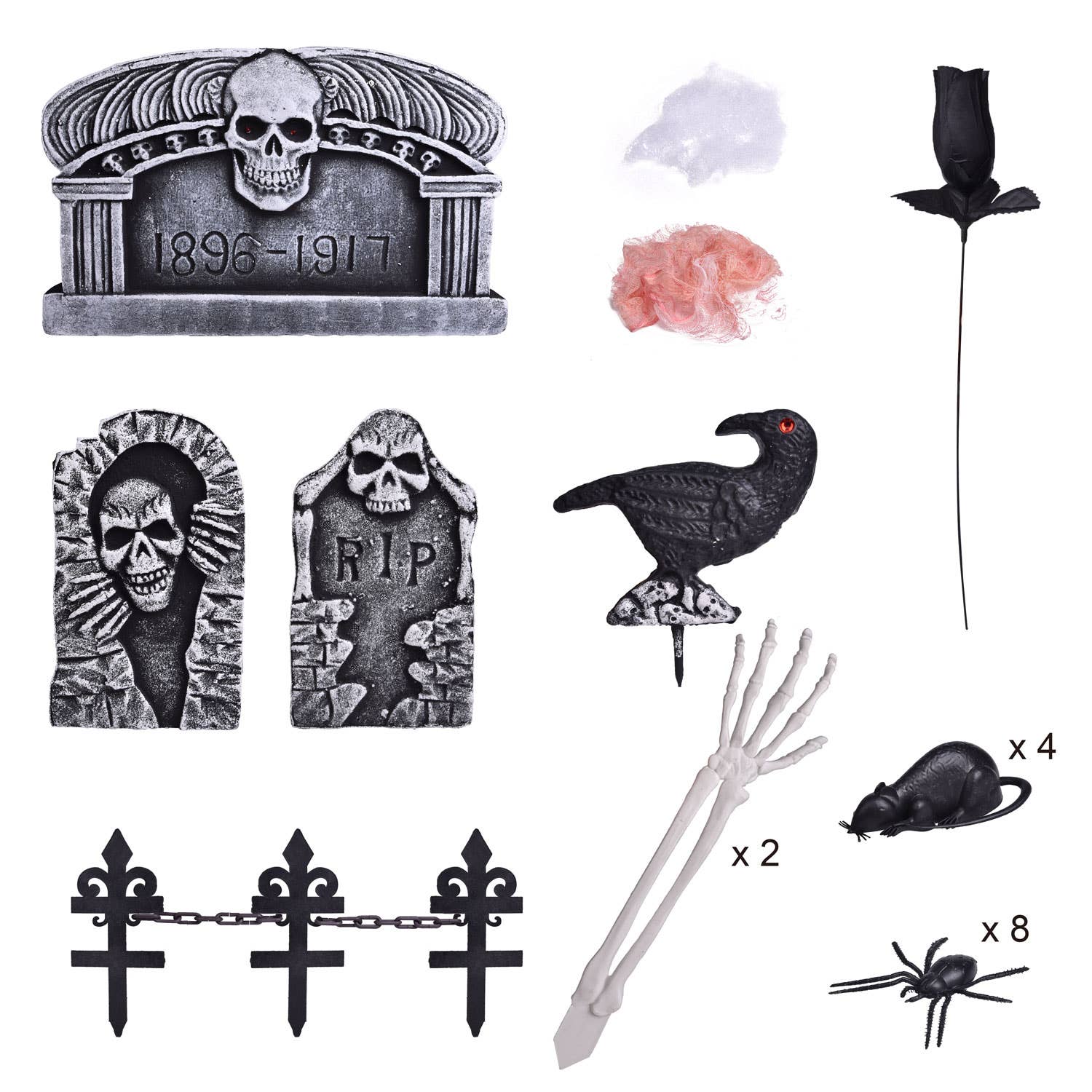 Fun Little Toys - 26 Pcs Halloween Graveyard Tombstone Decorations Set - Dr. Hyde's Laboratory