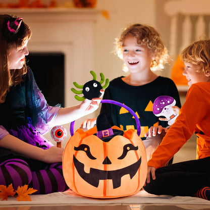 Fun Little Toys - 8 PCS Halloween Plush Toys with Pumpkin Basket