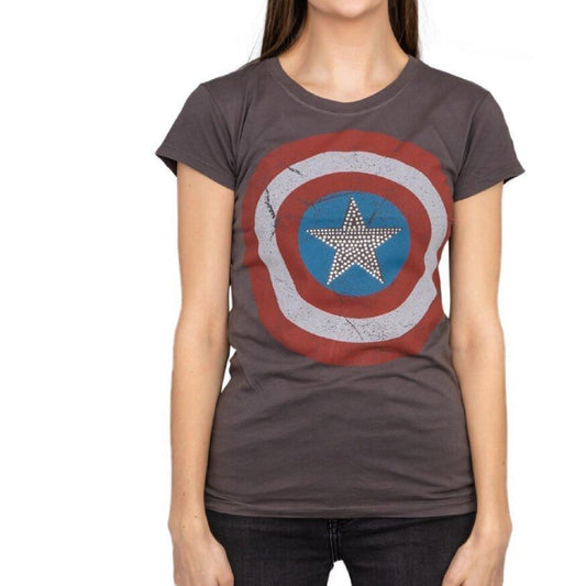 Captain America Studded Star Juniors/Women's T-shirt