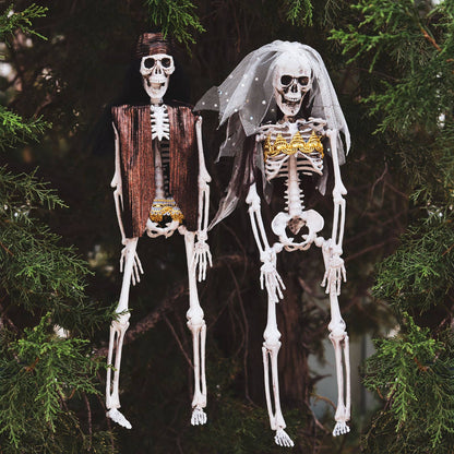 Fun Little Toys - 15.7'' Halloween Ghost Bride and groom Skeleton Deco Outdoor