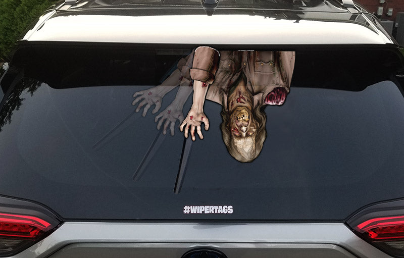 John E Rotten Zombie WiperTag mounted upside down on top wiper, product photo 4 of 4