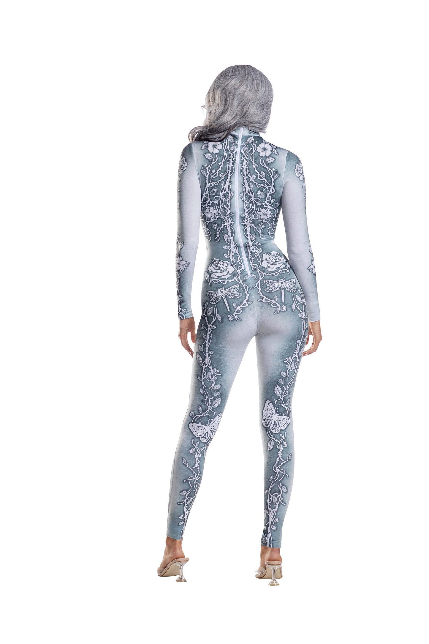 Dreamgirl Beautiful Bones Sublimated Jumpsuit Women’s Costume – Skeleton Halloween Outfit