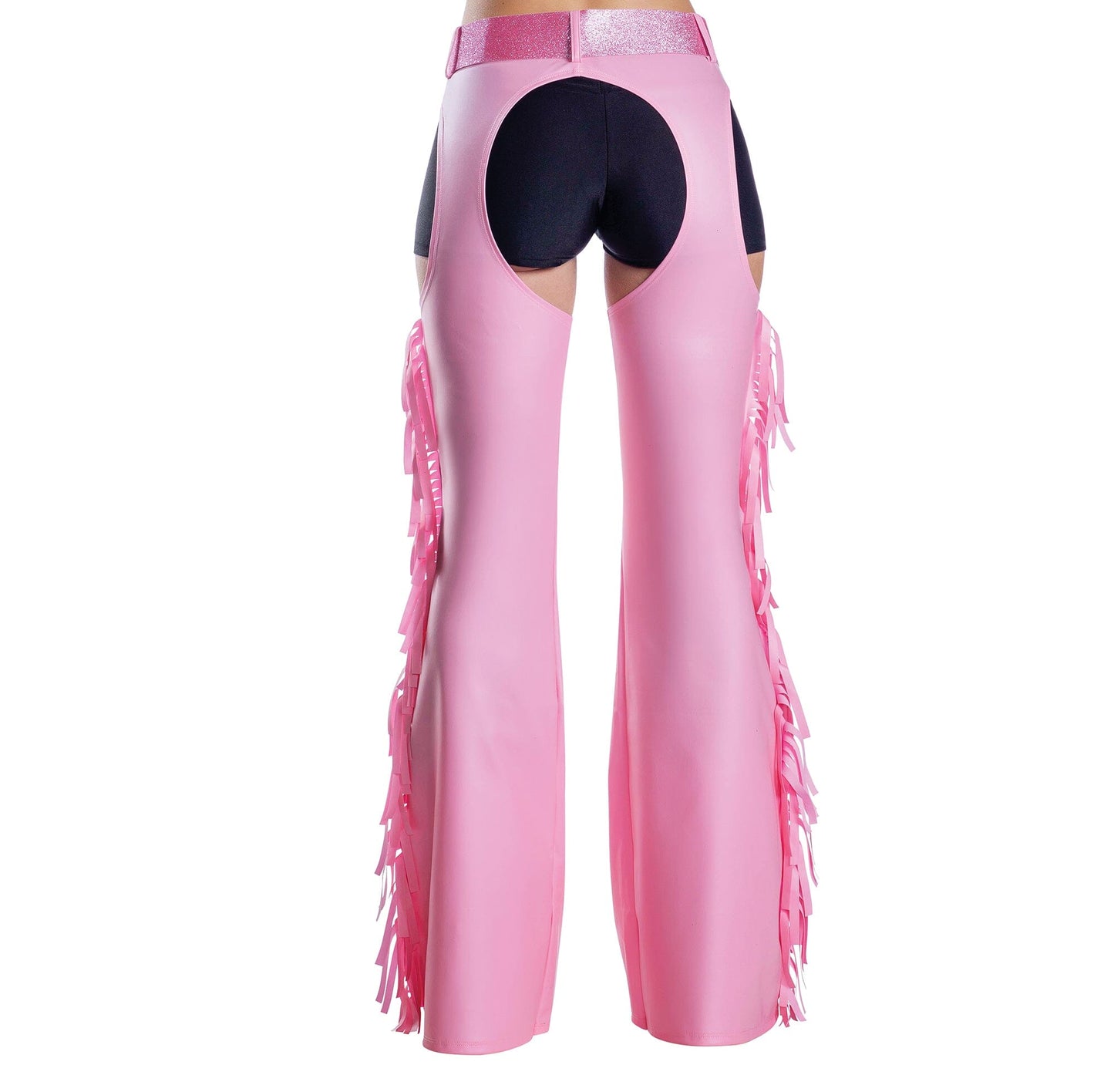 Dreamgirl Black Fringe Chaps with Glitter Belt – Western Costume Accessory