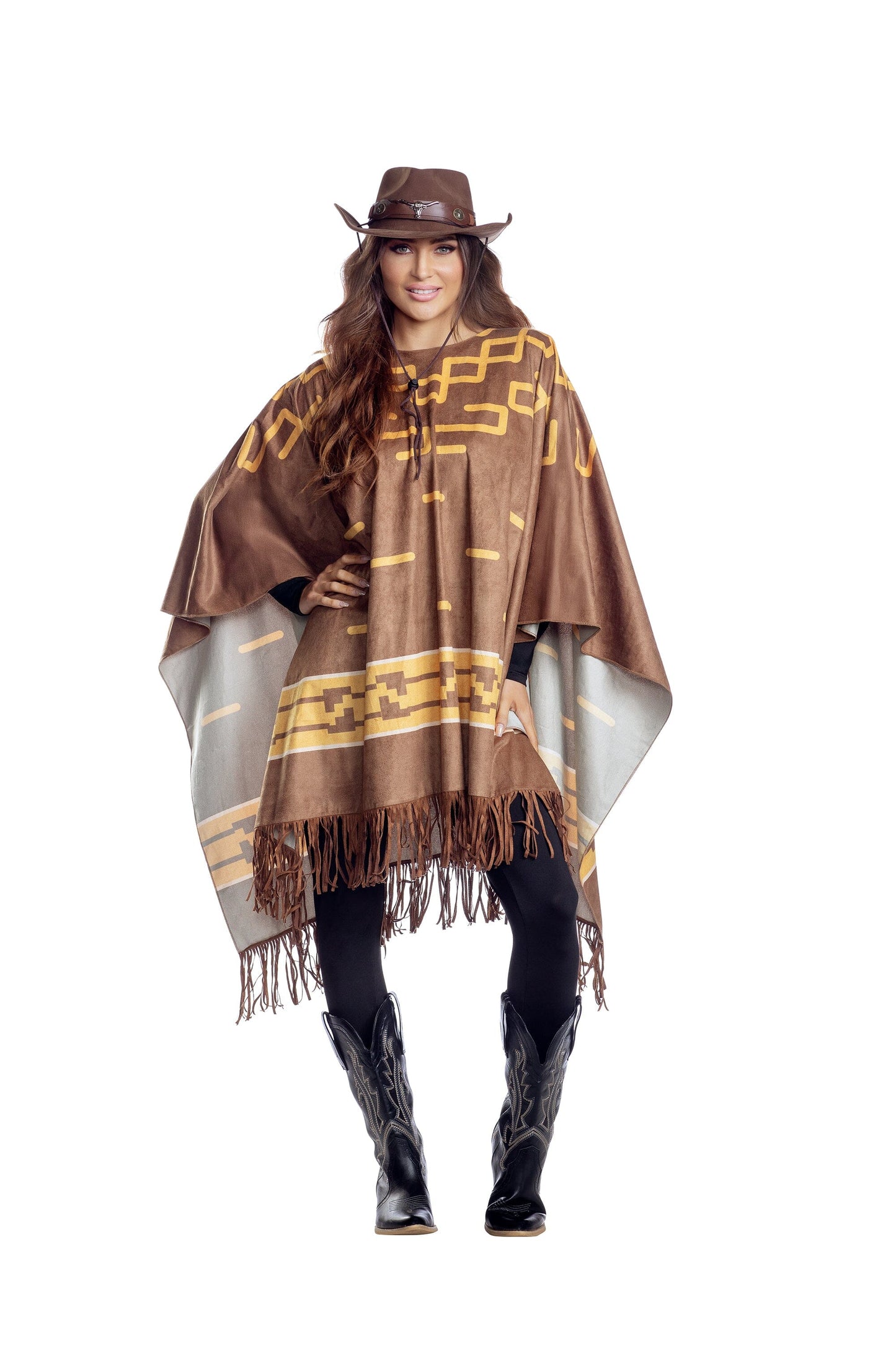Dreamgirl Brown Unisex Cowboy Poncho – Western Costume Accessory