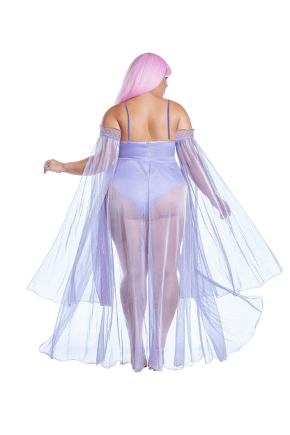 Dreamgirl Plus Size Moonlit Goddess Bodysuit with Sequin and Sheer Skirt Women’s Costume – Fantasy Outfit