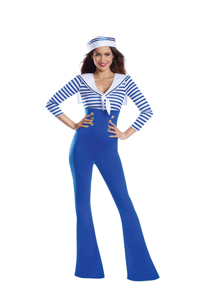Dreamgirl Sailorette Bellbottom Jumpsuit Women’s Costume – Nautical-Inspired Outfit