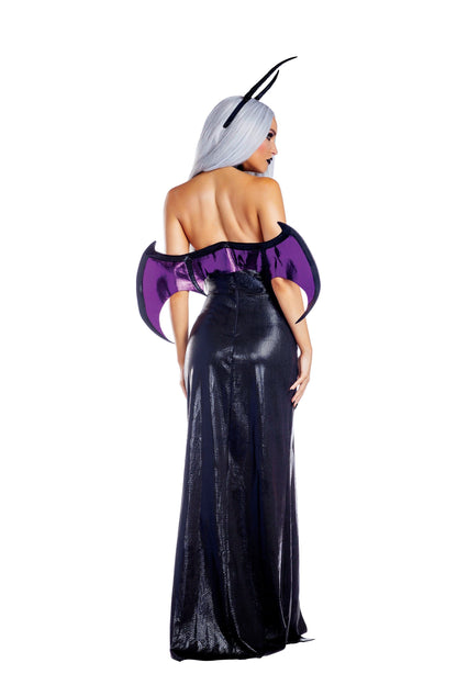 Dreamgirl Succubus Halter Dress with Wing Neckline Women’s Costume – Fantasy Halloween Outfit