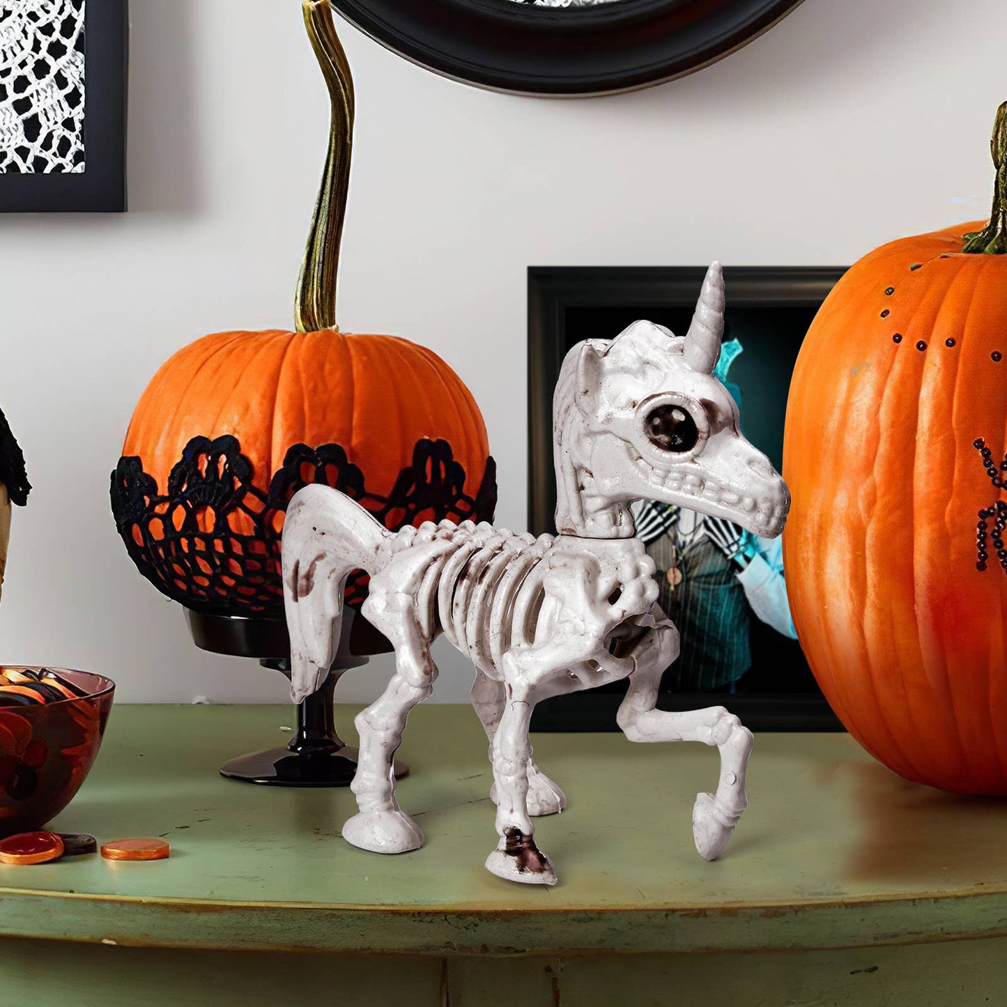 Fun Little Toys - 2 PCs Unicorn Skeleton Figurine Model with Plastic Bones