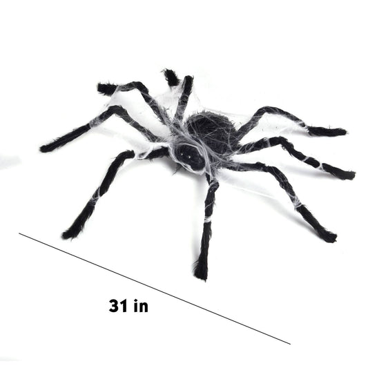 Fun Little Toys - 31 inch Halloween Animated Fuzzy Spiders with Spider Silk