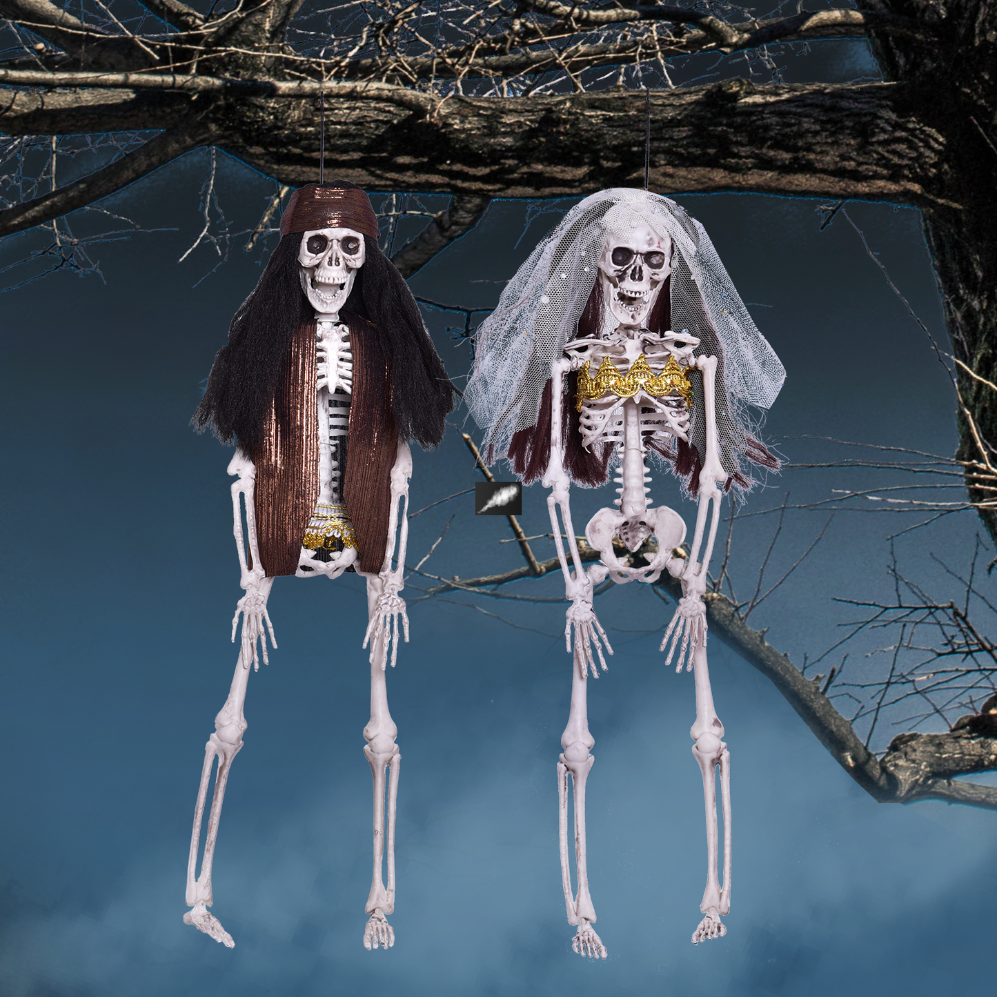 Fun Little Toys - 15.7'' Halloween Ghost Bride and groom Skeleton Deco Outdoor