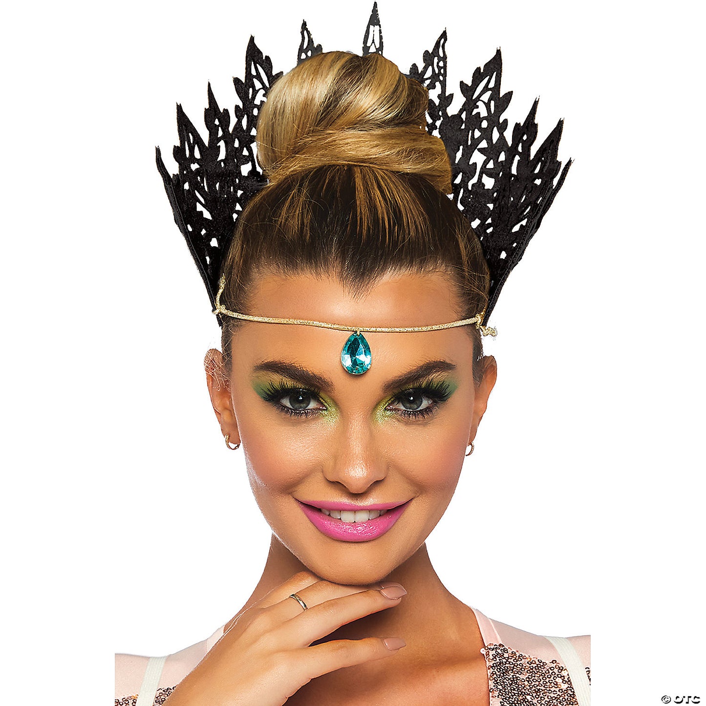 ADULT GOLD GLITTER DIE CUT CROWN-BLACK