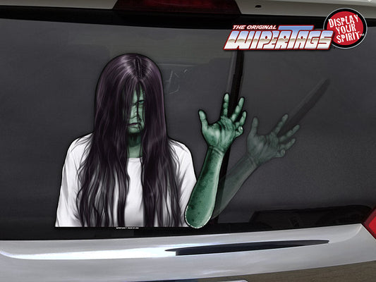 Graveyard Girl WiperTag window decal, zombie bride design, product photo 1 of 5