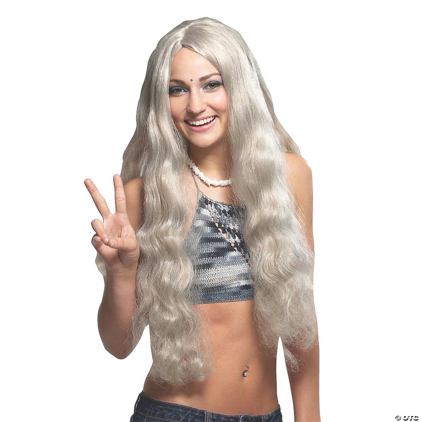WIG HIPPIE W/HEADBAND GRAY