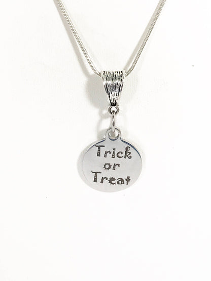 Trick or Treat Necklace, Halloween Outfit Jewelry, Halloween Necklace, Trick or Treat Jewelry Gift, No Tricks Just Treats Jewelry