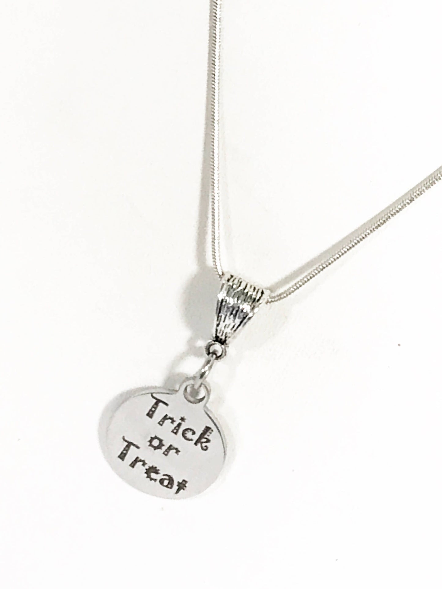 Trick or Treat Necklace, Halloween Outfit Jewelry, Halloween Necklace, Trick or Treat Jewelry Gift, No Tricks Just Treats Jewelry