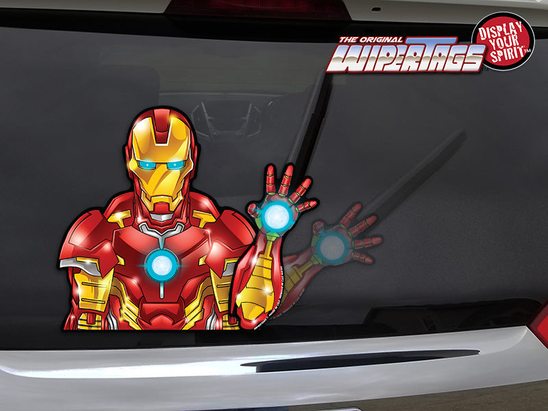 IronMan Waving WiperTag attached to vehicle rear wiper, product photo 2 of 5
