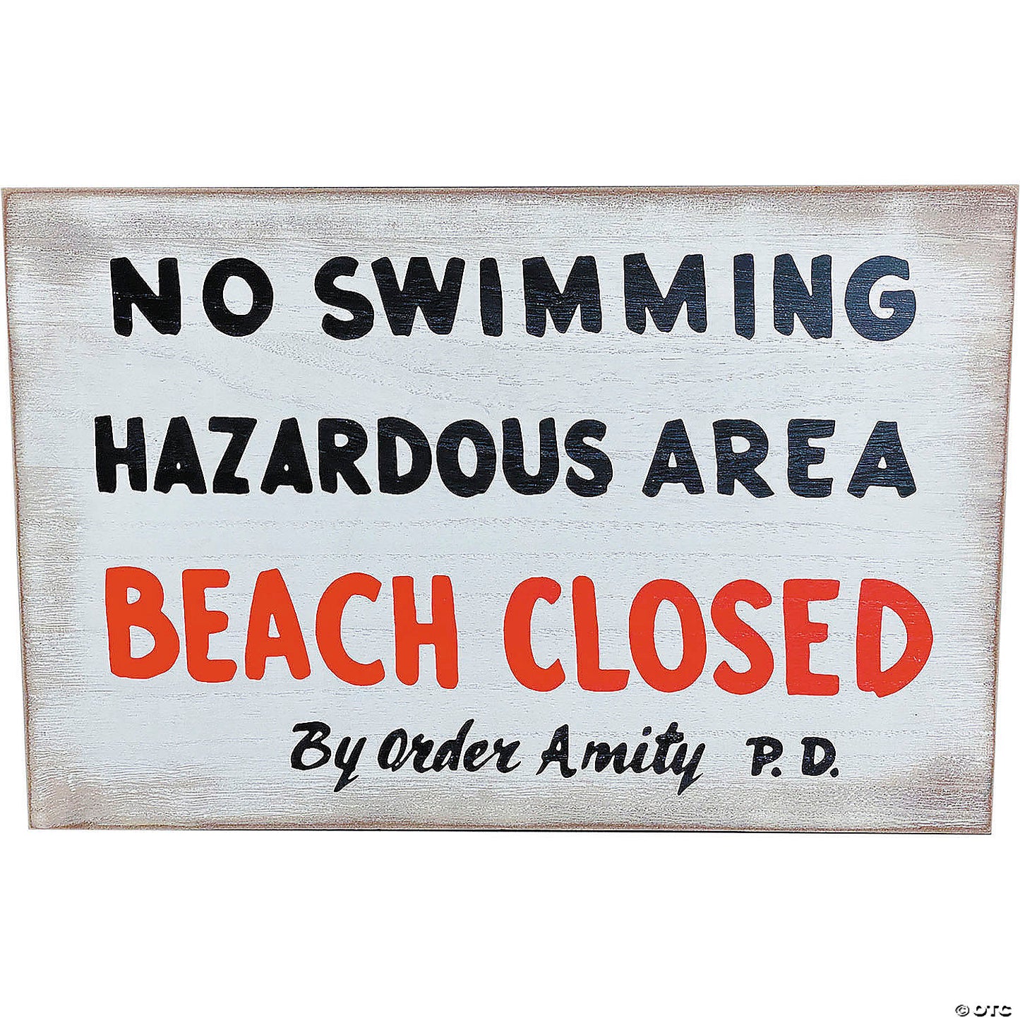 JAWS NO SWIMMING WOOD SIGN