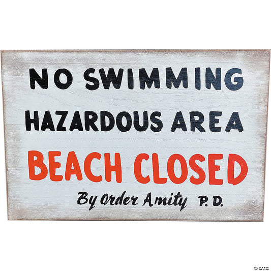 JAWS NO SWIMMING WOOD SIGN