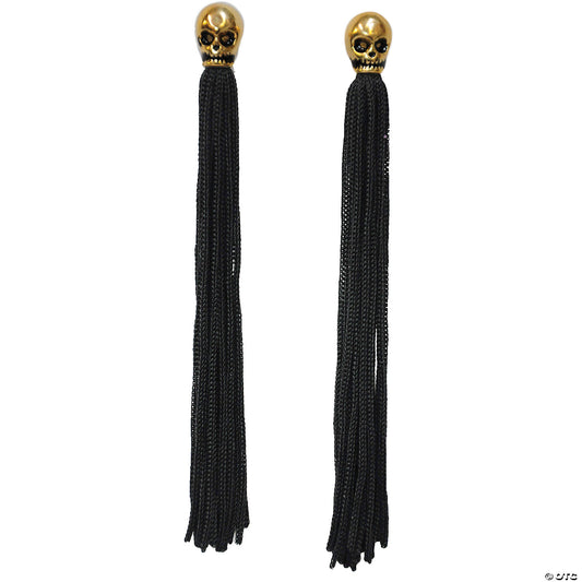 METAL SKULL TASSEL EARRINGS