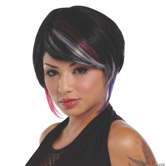 NEW RAVE WIG BLACK LAVENDER HO
