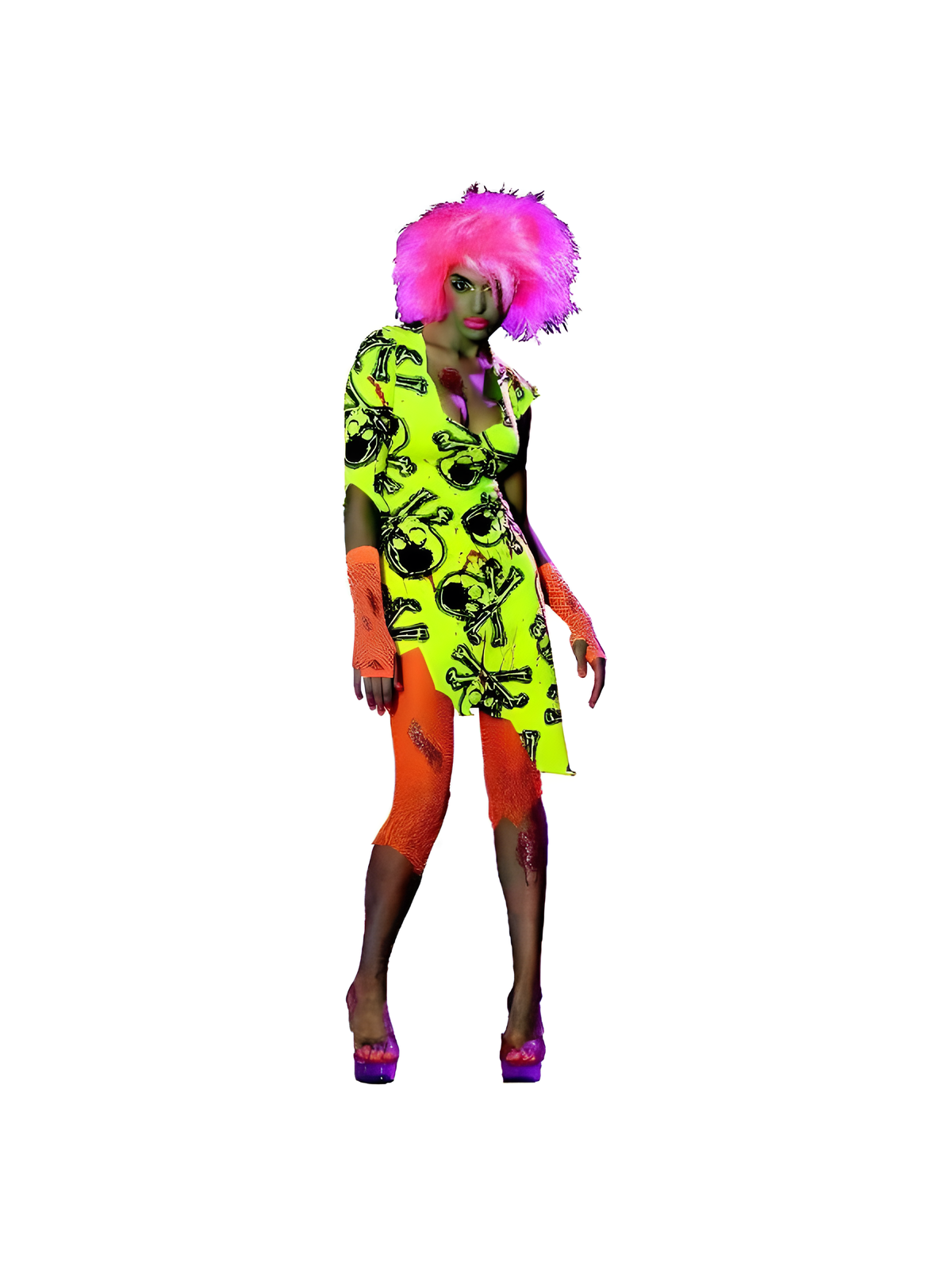 Women's Sexy Neon Zombie Raver Halloween Costume
