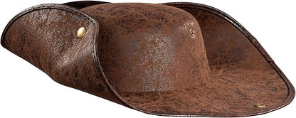 Pirate Hat Faux Leather Tricorn Colonial Renaissance Halloween Costume Cosplay Accessory