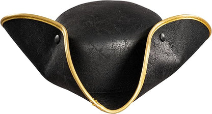 Pirate Hat Faux Leather Tricorn Colonial Renaissance Halloween Costume Cosplay Accessory