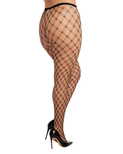 Dreamgirl Plus Size Double Knitted Fence Net Pantyhose