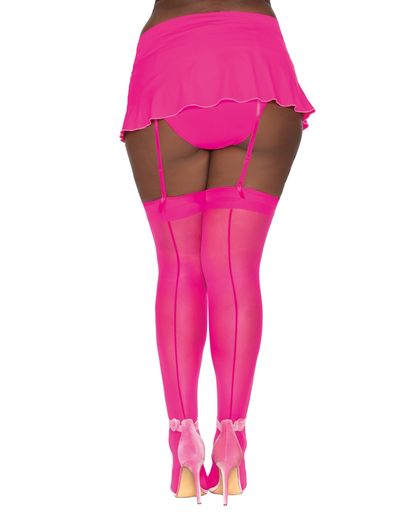 Dreamgirl Plus Size Sheer Thigh High Stockings with Back Seam