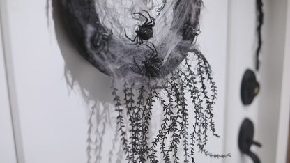 15IN Wreath With Spiderweb And Spider