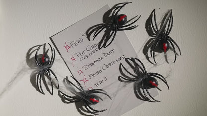 3 1/2" Magnetic Black Widow Spiders - 12 Pc.