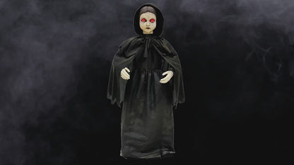 5 Ft. Animated Light-Up LED Standing Doll with Moving Head & Eyes Halloween Decoration