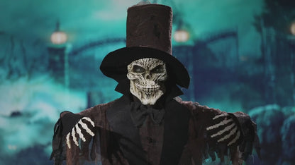 66" Light-Up Standing Black Skeleton