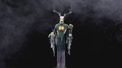 8 Ft. 2" Animated Skeleton Forest Creature with Horns